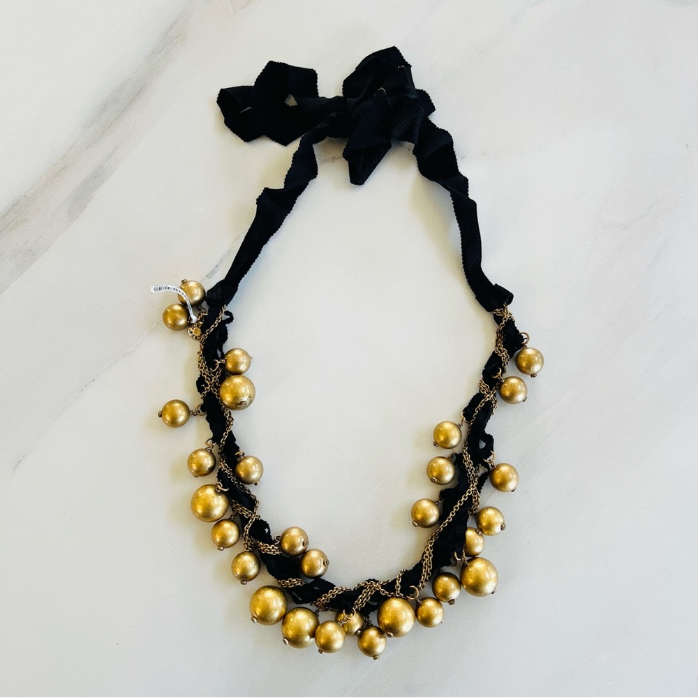 💚 NWT💚 J.CREW Gold Bauble Chain Wrap Ribbon Necklace